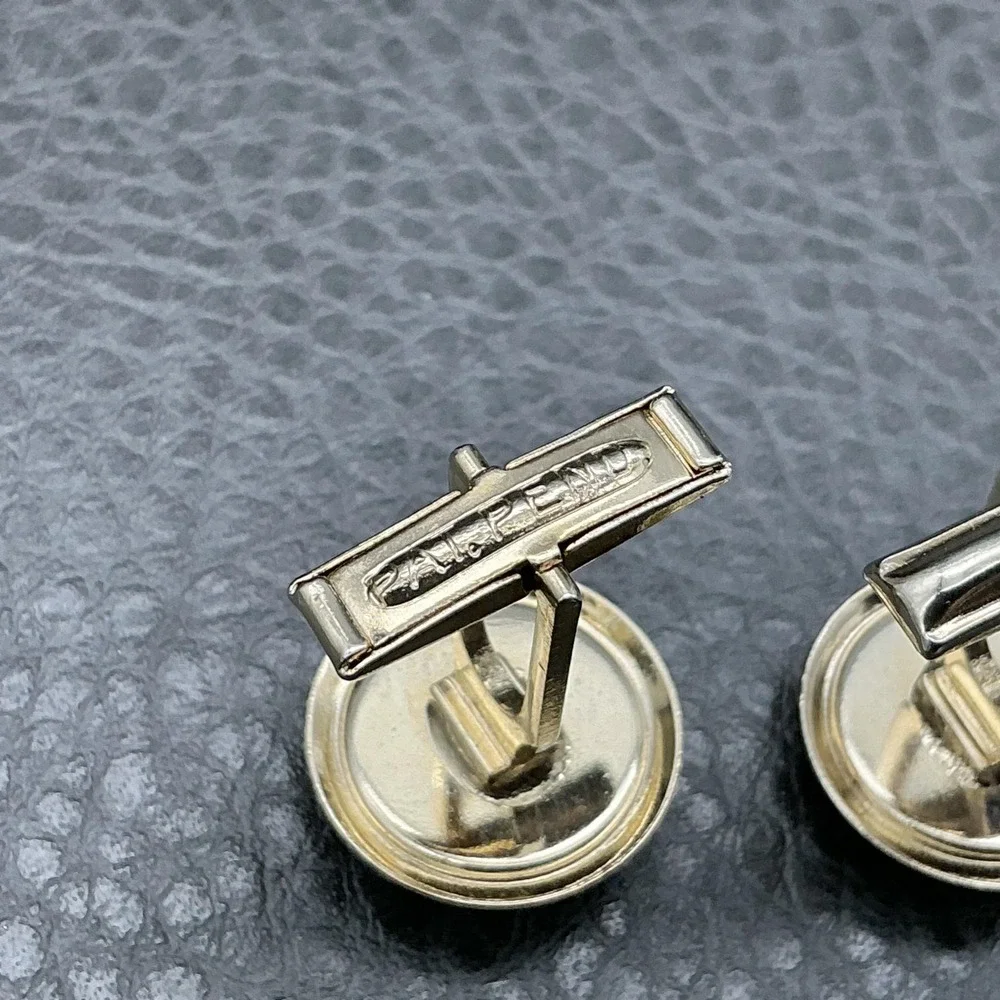 Vintage Mens Roman Warrior Cufflinks Tie Bar Set Gold‎ Tone Brown Cameo Cabochon